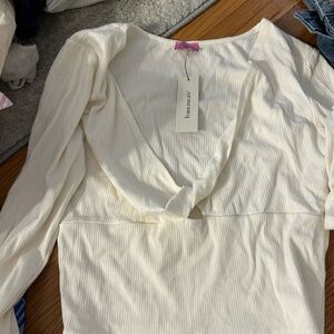 Francesca's Collections Cream Women's Top